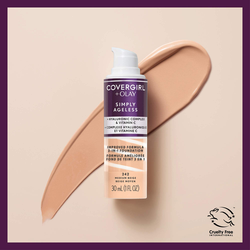 CoverGirl & Olay Simply Ageless vitamin C boost for brighter, more even tone.