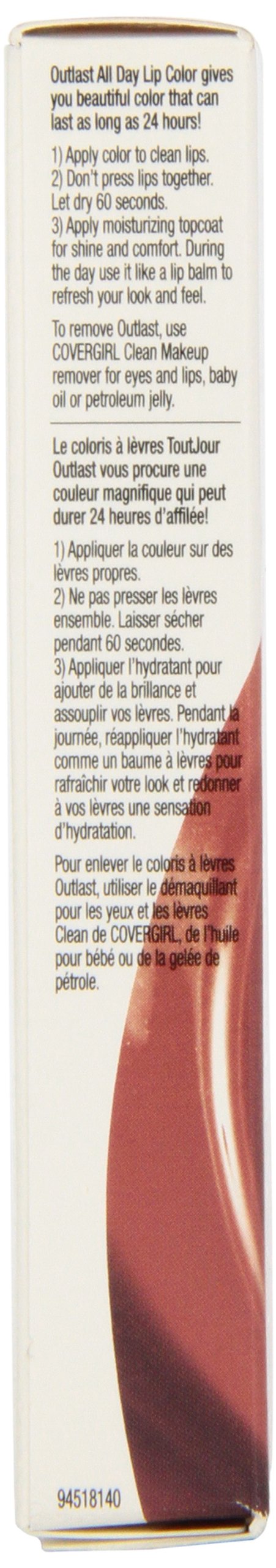 CoverGirl Outlast All Day Lipcolor Canyon 626 close-up showing texture and shine