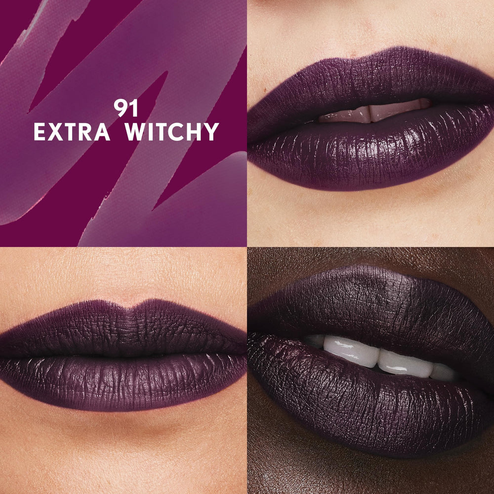 CoverGirl Outlast Extra Witchy Lipstain satin finish on lips delivering lightweight wear.