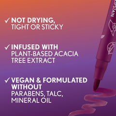 CoverGirl Outlast Extra Witchy Lipstain transfer-proof formula in action on lips.