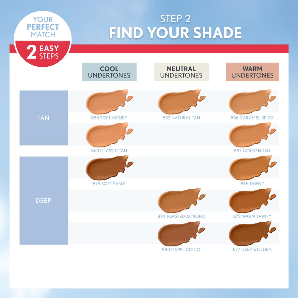 COVERGIRL Outlast Extreme Wear 21-shade display showing diverse shade options
