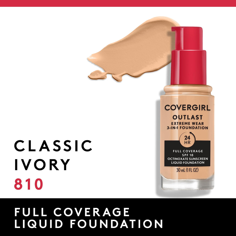COVERGIRL Outlast Extreme Wear 3-in-1 closeup showing primer-concealer-foundation concept
