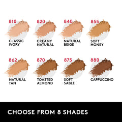 Covergirl Outlast Extreme Wear pressed powder no-shine finish on skin, lasting wear.