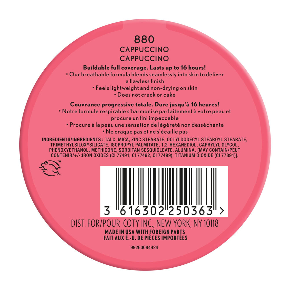 Covergirl Outlast Extreme Wear pressed powder swirl-blend demonstrates seamless texture for breathable coverage.