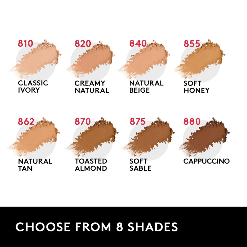 COVERGIRL Outlast Extreme Wear powder texture on skin suggests long-lasting, transfer-resistant coverage