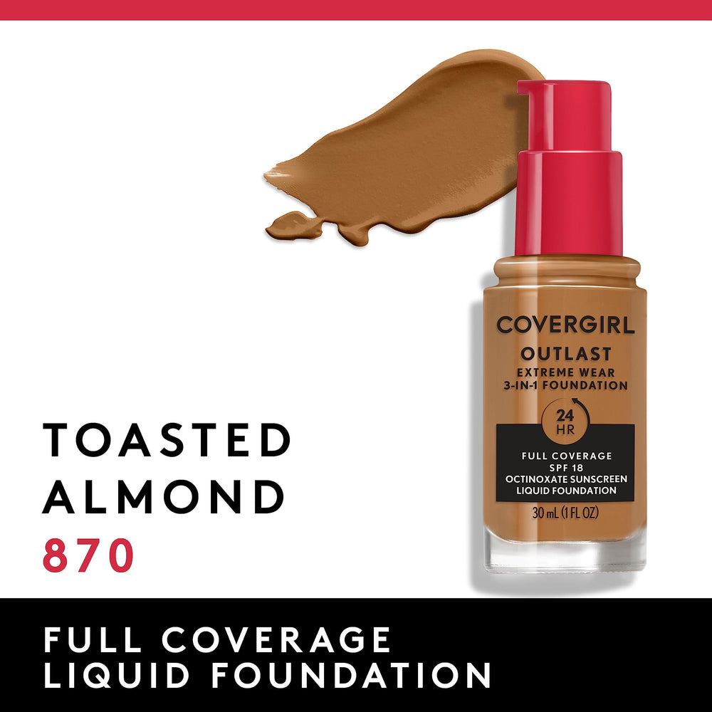 Covergirl Outlast Extreme Wear SPF 18 protection for outdoor-ready skin.