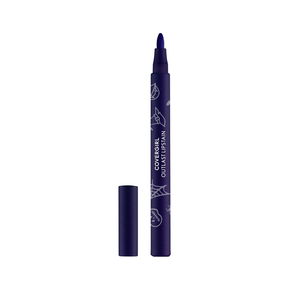 CoverGirl Outlast Spider's Web Lipstain packaging swatch shows transfer-proof color