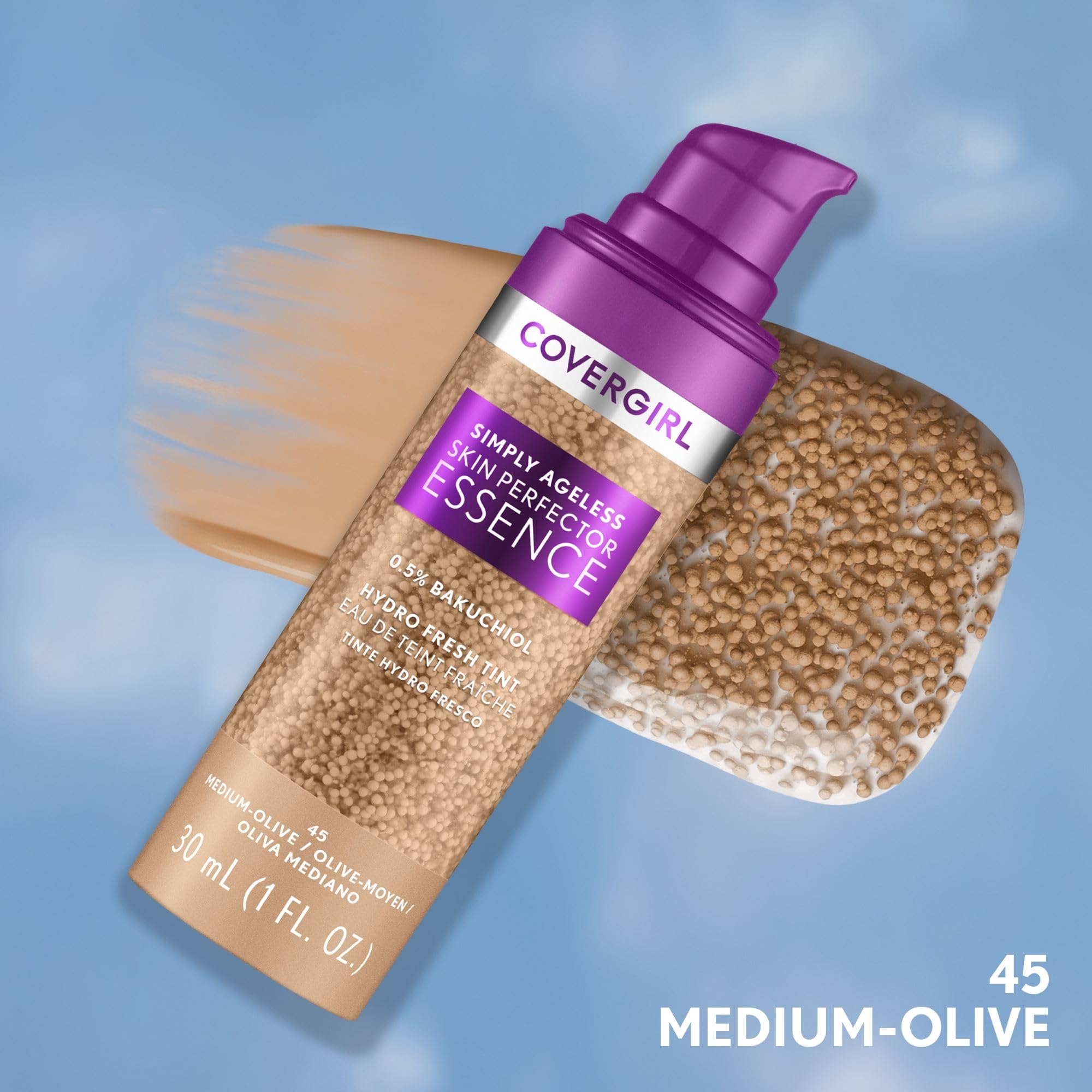 CoverGirl Simply Ageless bottle highlights 71% water for instant moisture.