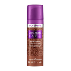 Covergirl Simply Ageless bottle close-up highlights a hydrating gel texture.