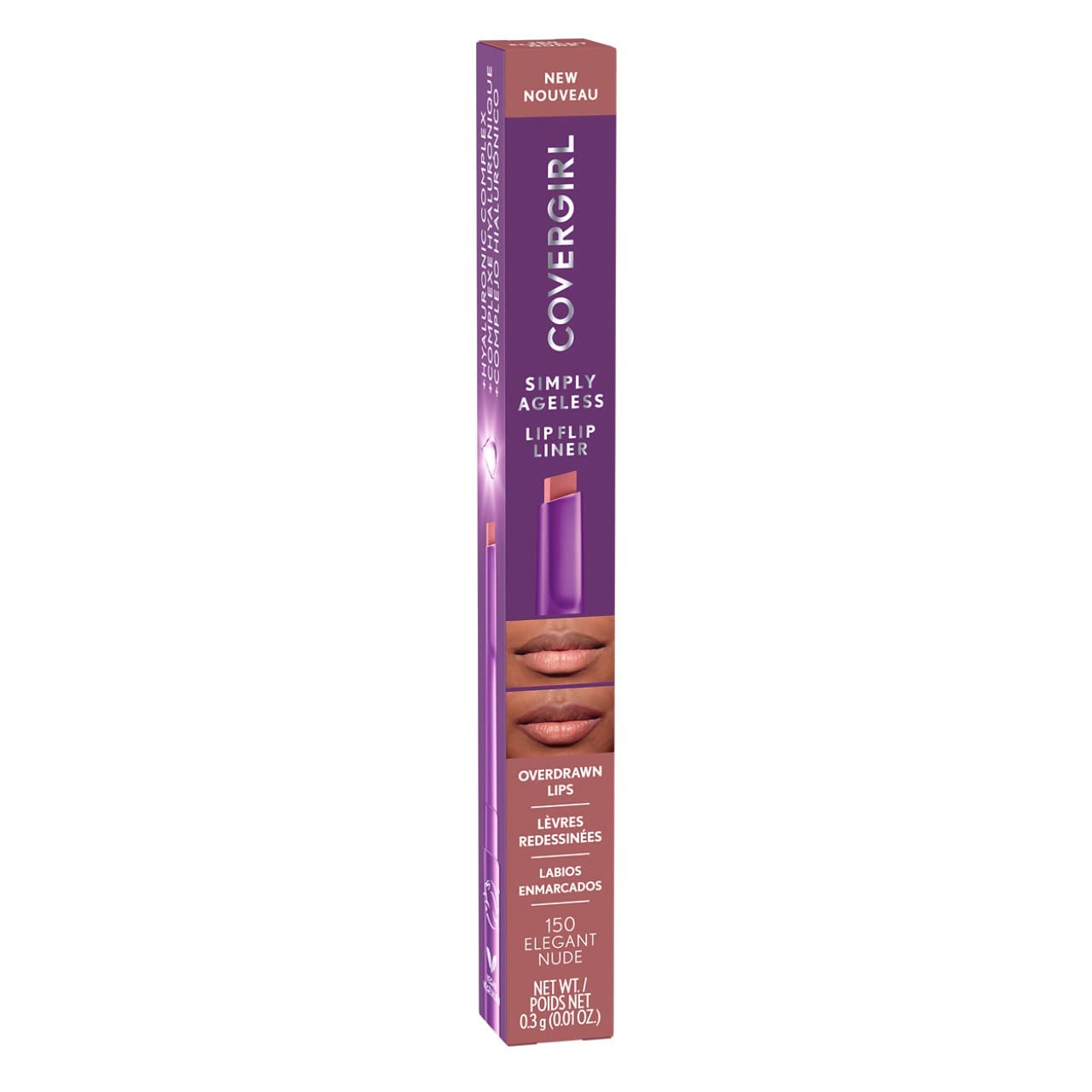 CoverGirl Simply Ageless Lip Flip Liner application closeup shows smooth glide and precise definition