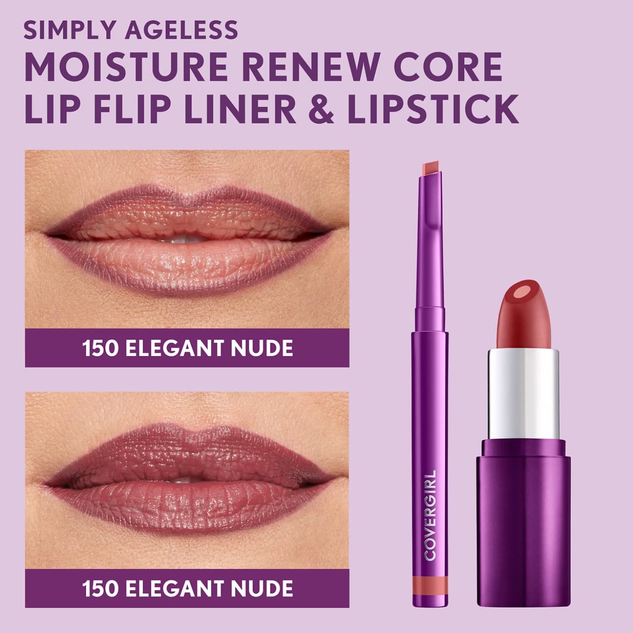 CoverGirl Simply Ageless Lip Flip Liner swatch on arm highlights color and texture