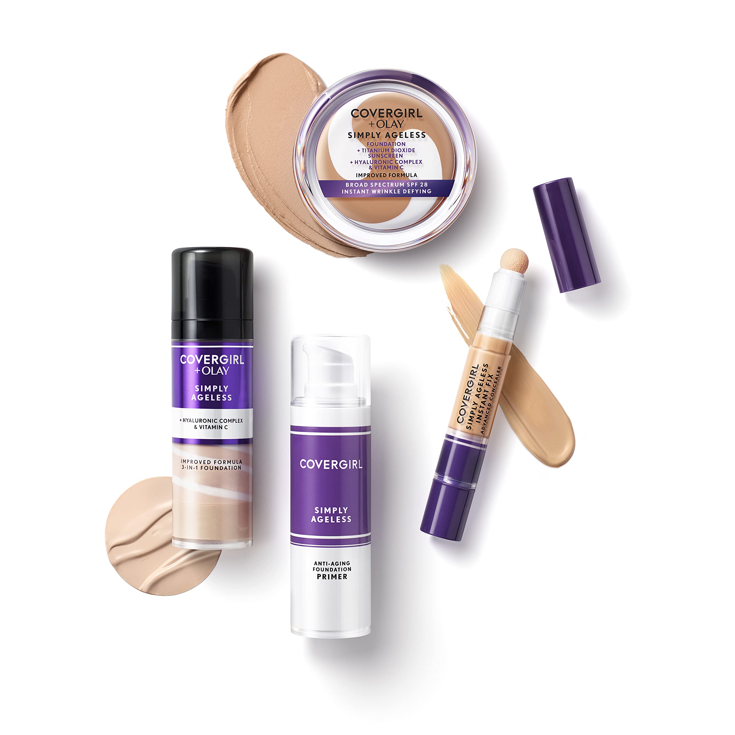 CoverGirl Simply Ageless shade 235 Medium Light swatch shows suitable color match.