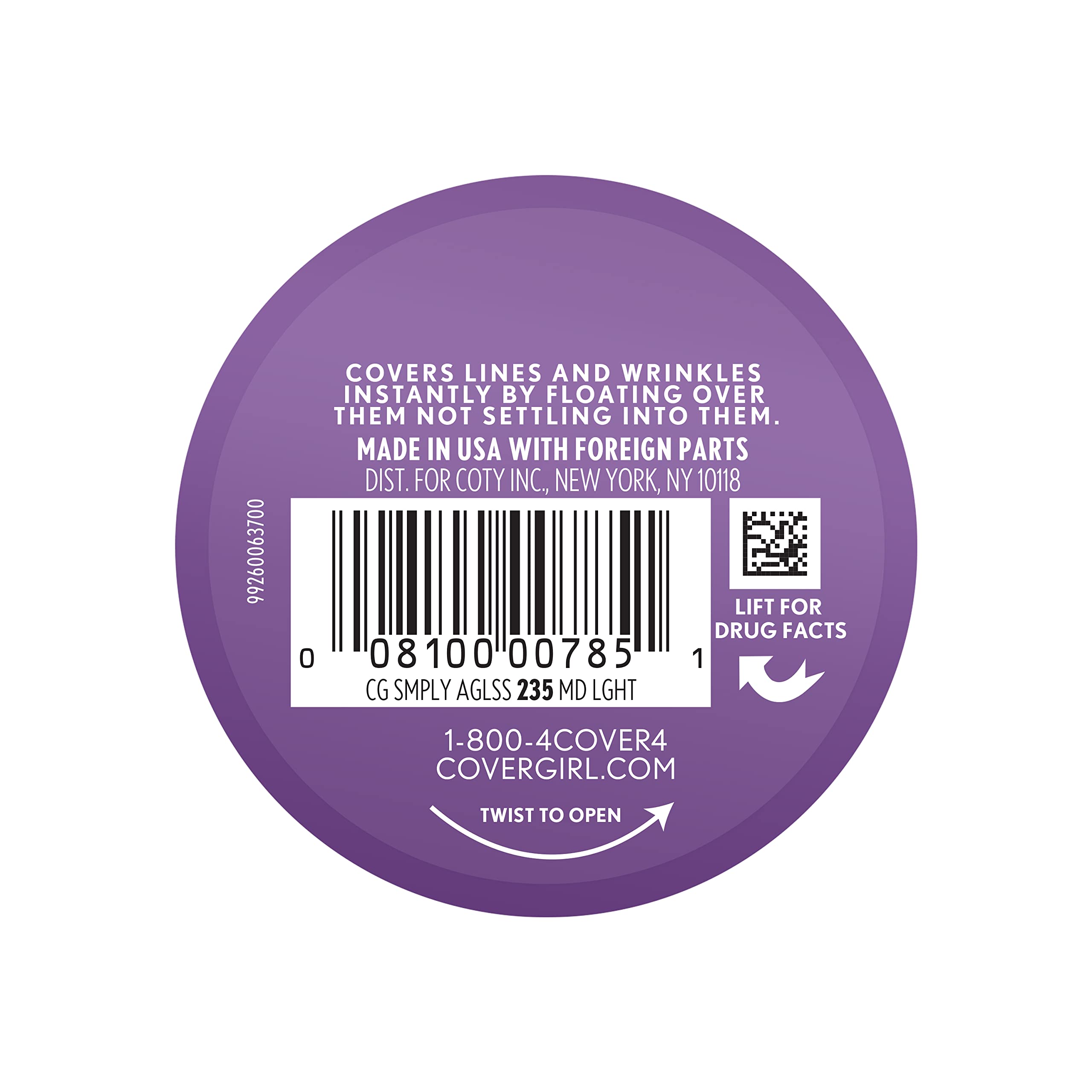 CoverGirl Simply Ageless SPF 28 glow-ready look closeup highlighting sun protection and radiant finish.