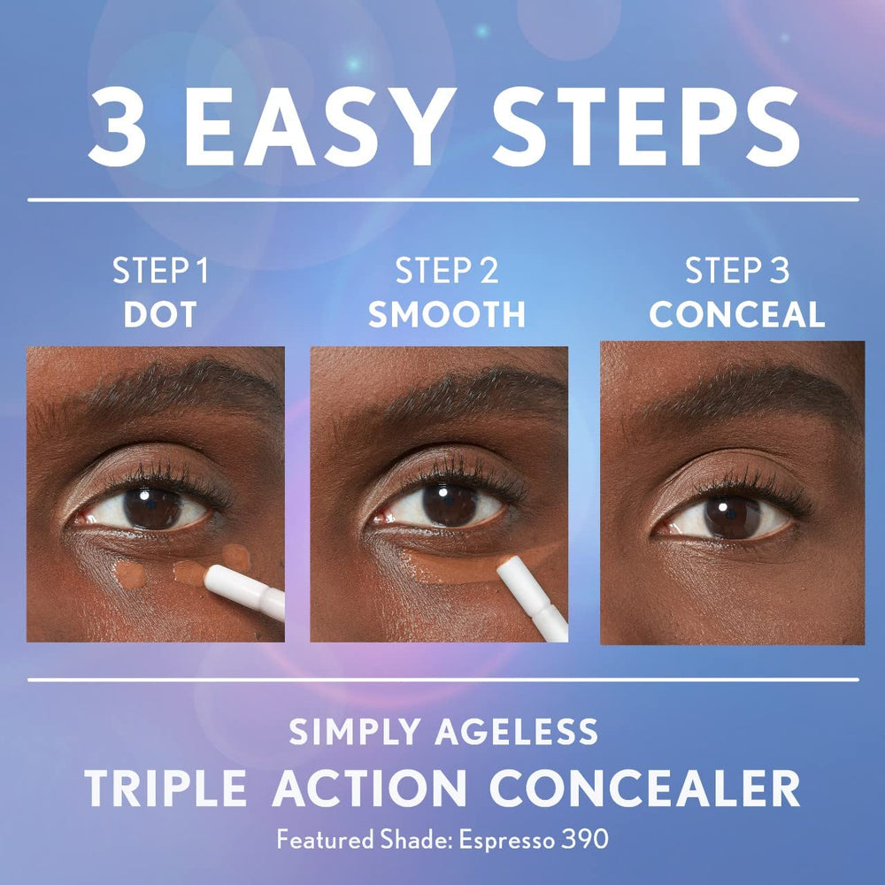 COVERGIRL Simply Ageless under-eye area shown with brightening finish for refreshed look.