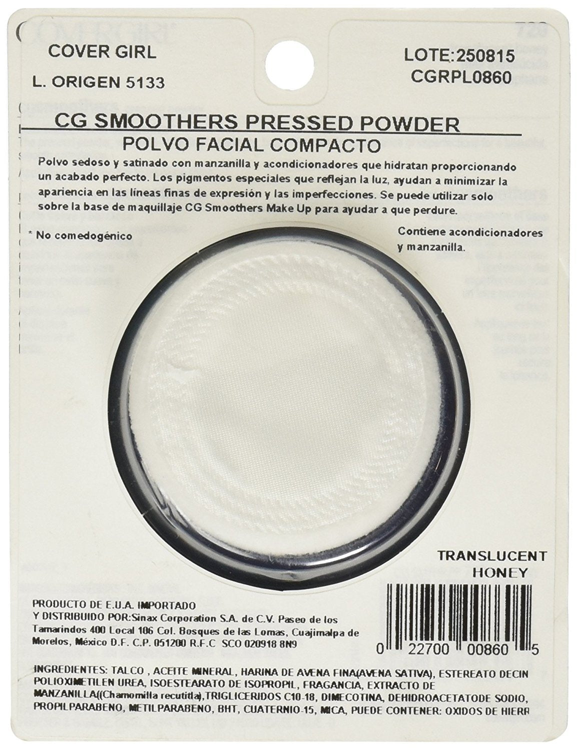 CoverGirl translucent honey close-up texture for setting makeup with lightweight feel.