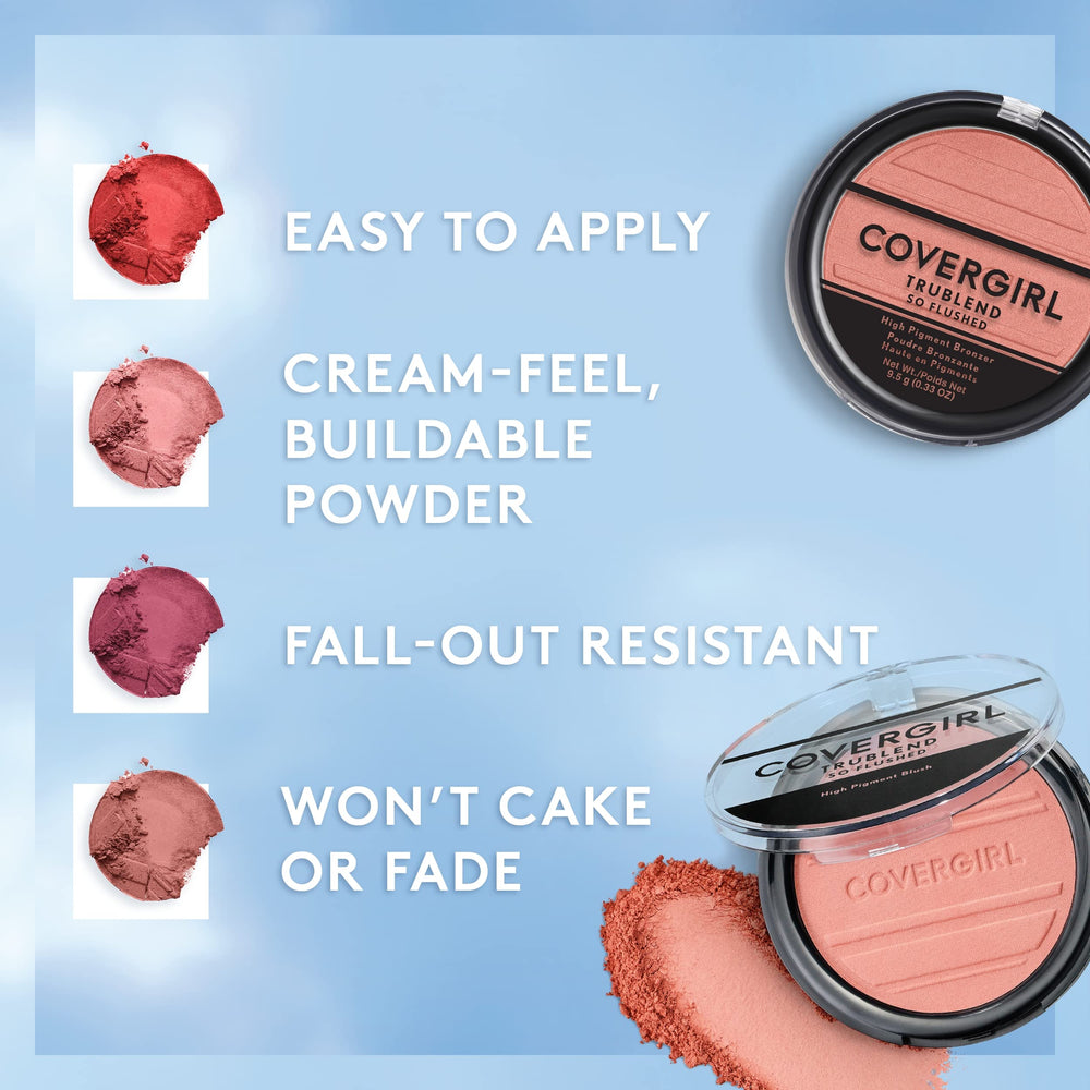 Brush-stroke of CoverGirl So Flushed Ebony bronzer for seamless blend