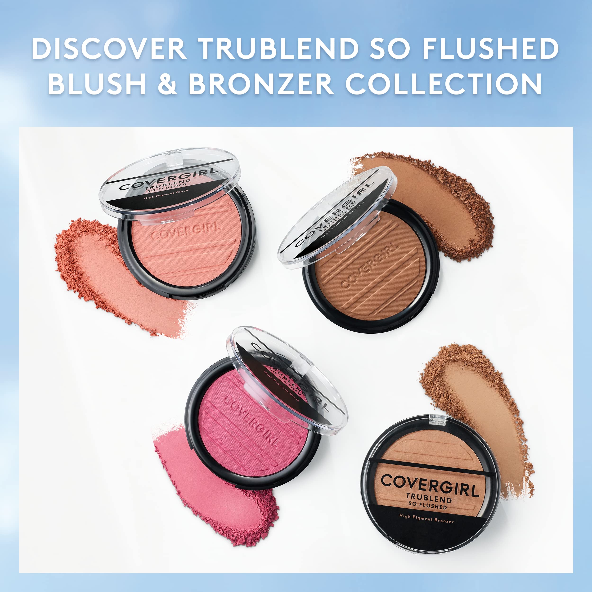 Close-up texture detail of CoverGirl So Flushed Ebony bronzer for smooth tint