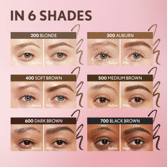 Covergirl brow pencil spoolie brush blends color for natural finish.