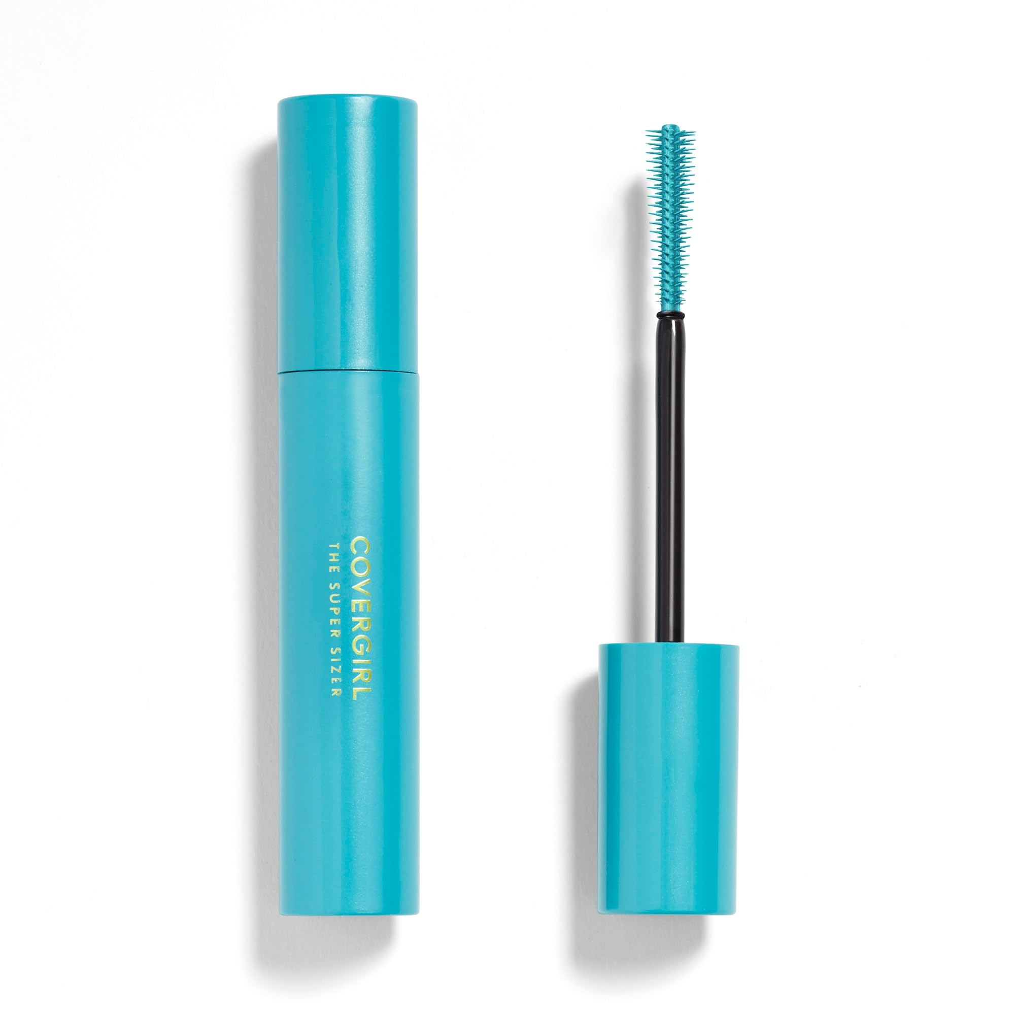 CoverGirl Super Sizer mascara wand flat-side for dramatic volume.