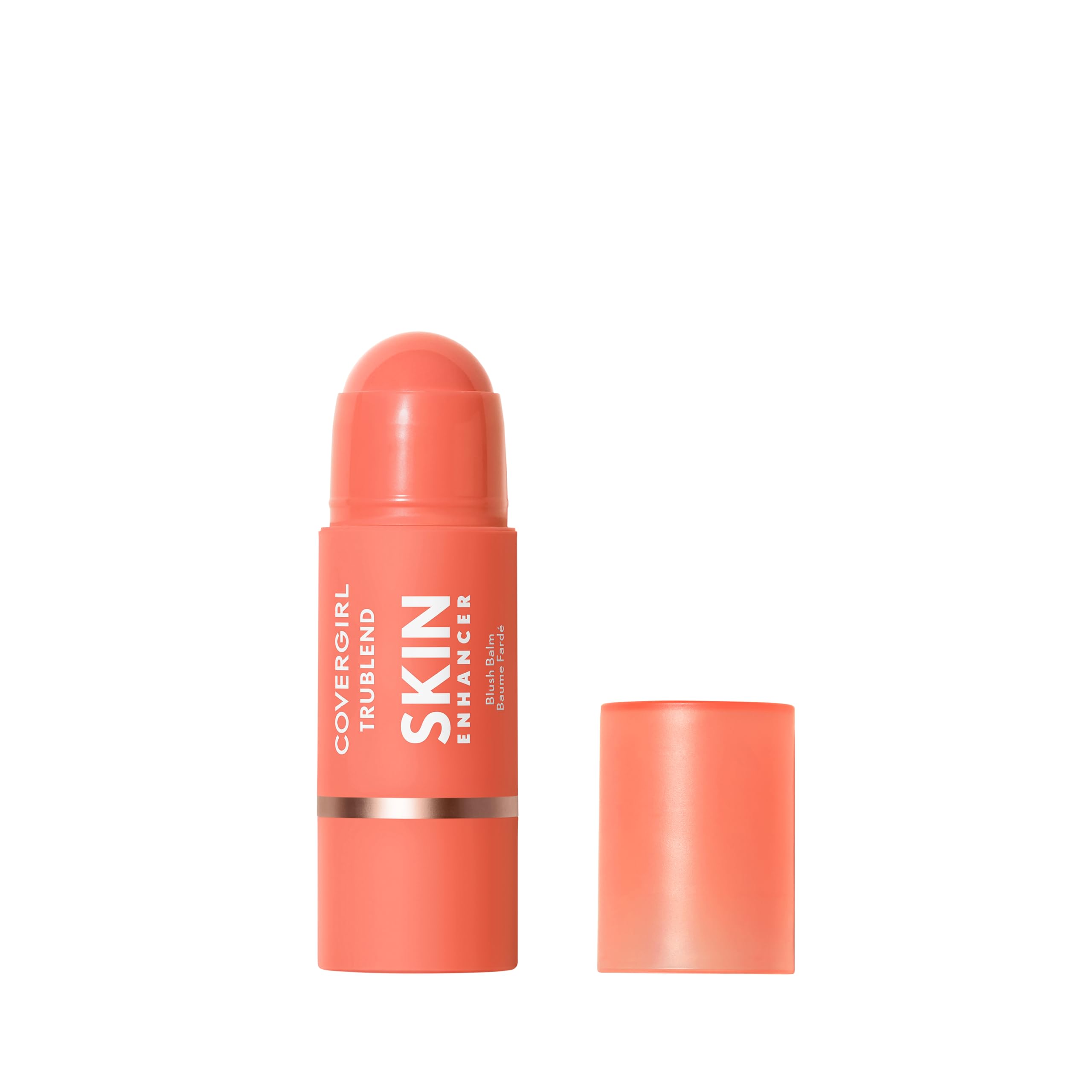 CoverGirl Trublend Balm Stick Radiant Peach outer packaging highlights vegan easy-apply makeup.