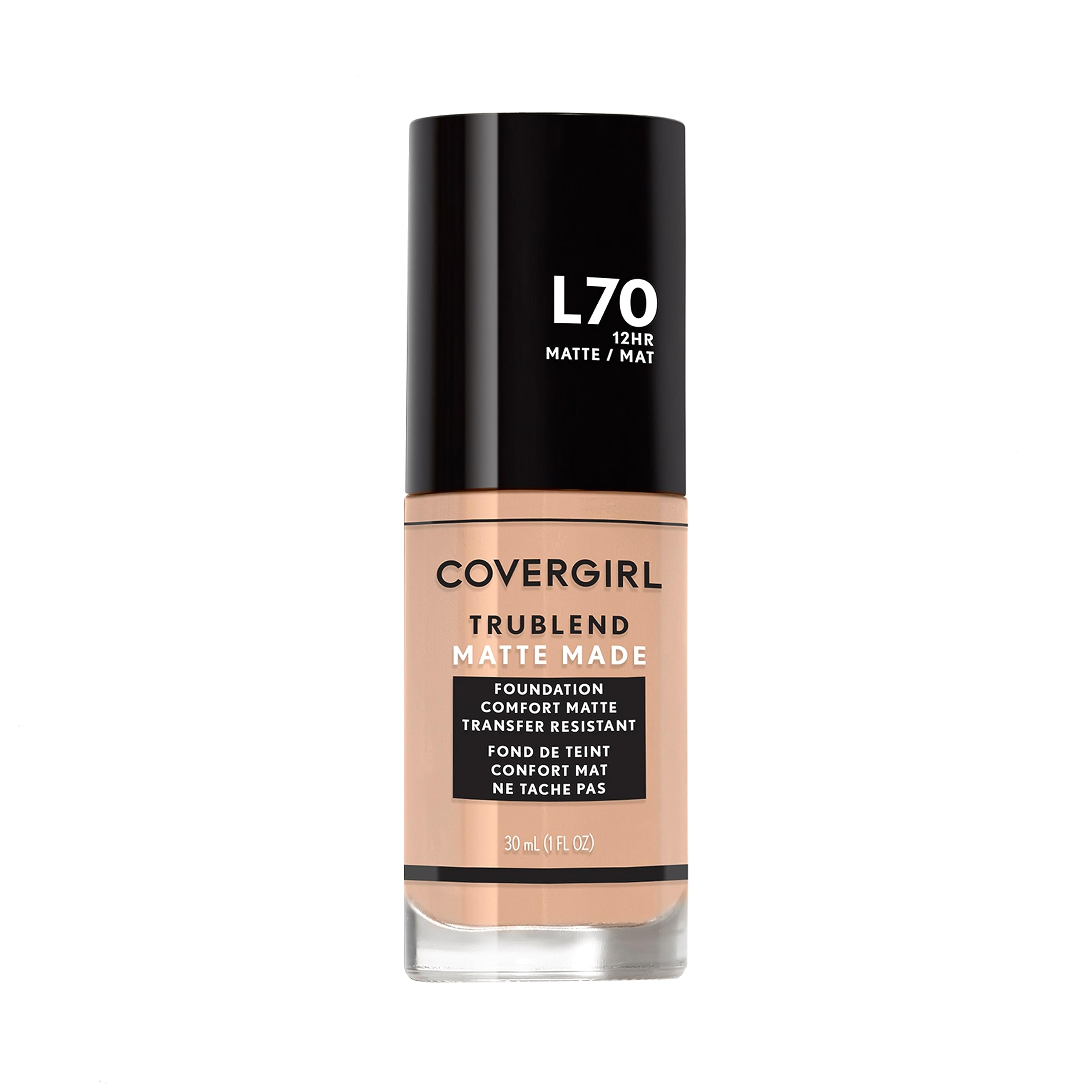 CoverGirl TruBlend Matte Made foundation Natural Ivory bottle close-up showing a smooth matte finish.