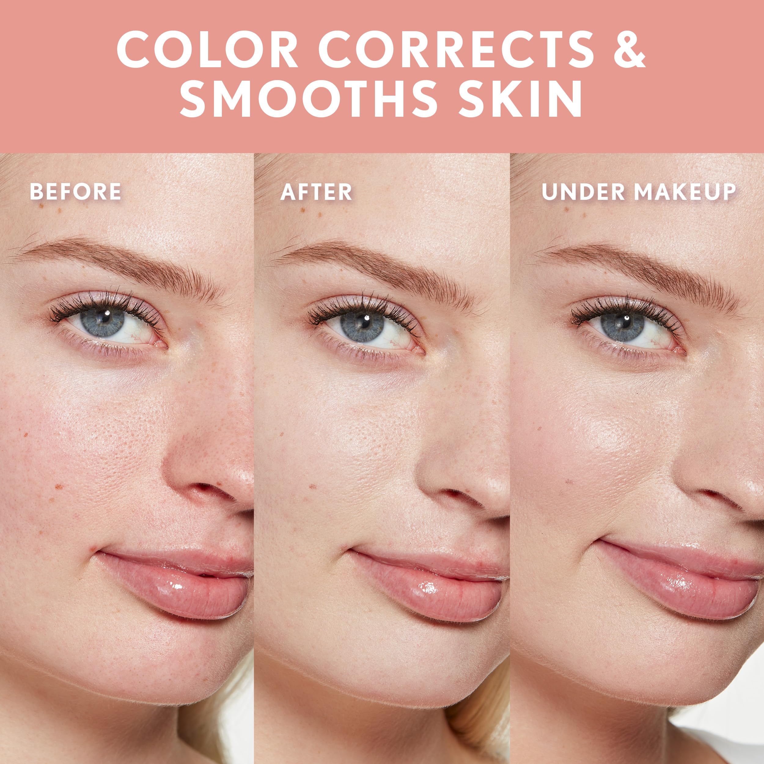 CoverGirl TruBlend Skin Enhancer Cashmere Calm porcelain skin close-up shows pore-blurring glow.