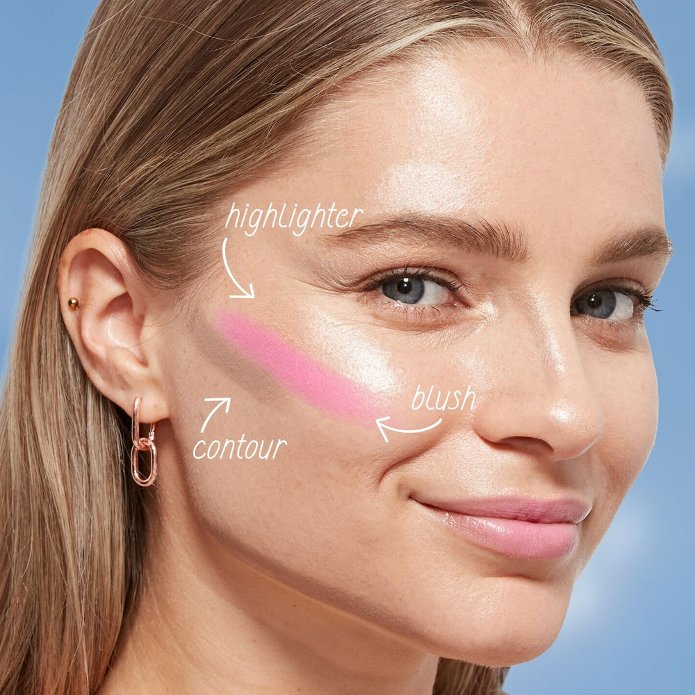 CoverGirl Trublend balm application on cheek for seamless blend