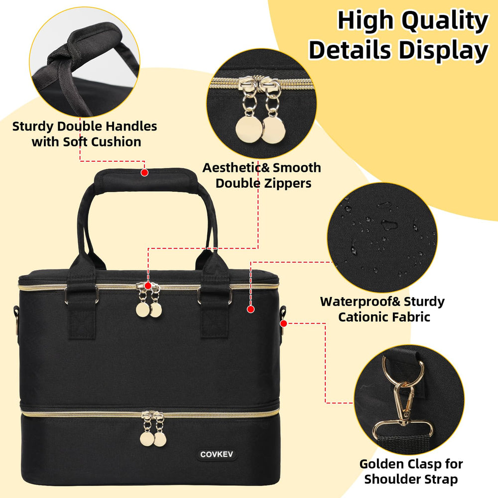 Covkev nail bag shock-absorbing sponge pad protects bottles during transport.