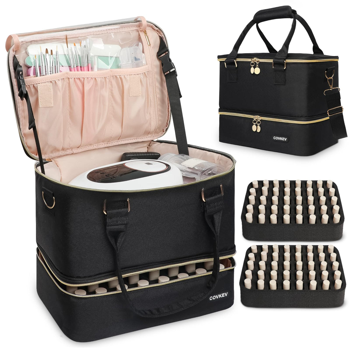 Covkev nail polish organizer with 80-bottle capacity for quick access.