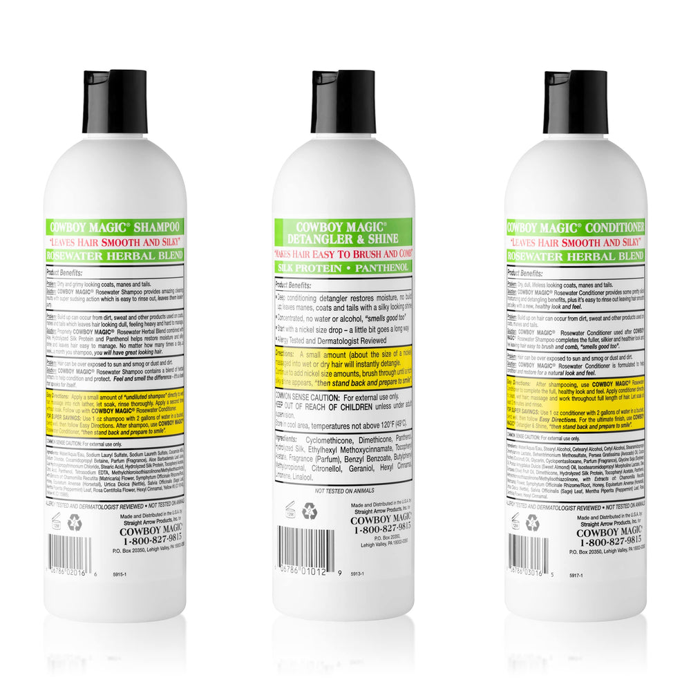 Cowboy Magic conditioner bottle promotes deep hydration for soft fur.