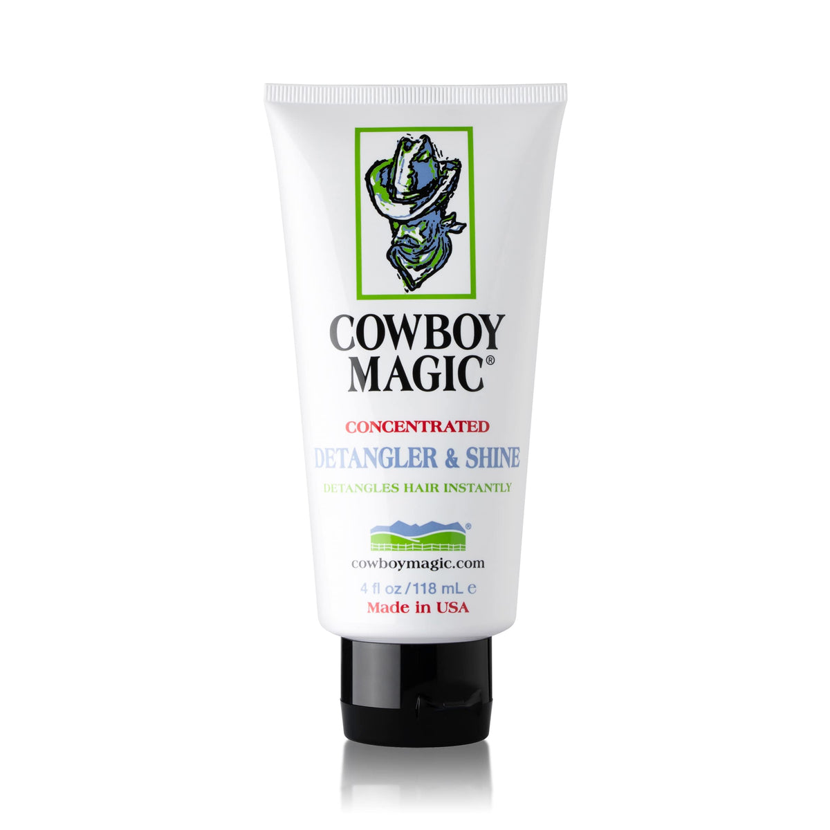 Cowboy Magic Detangler & Shine bottle pour demonstrates easy application and conditioning.