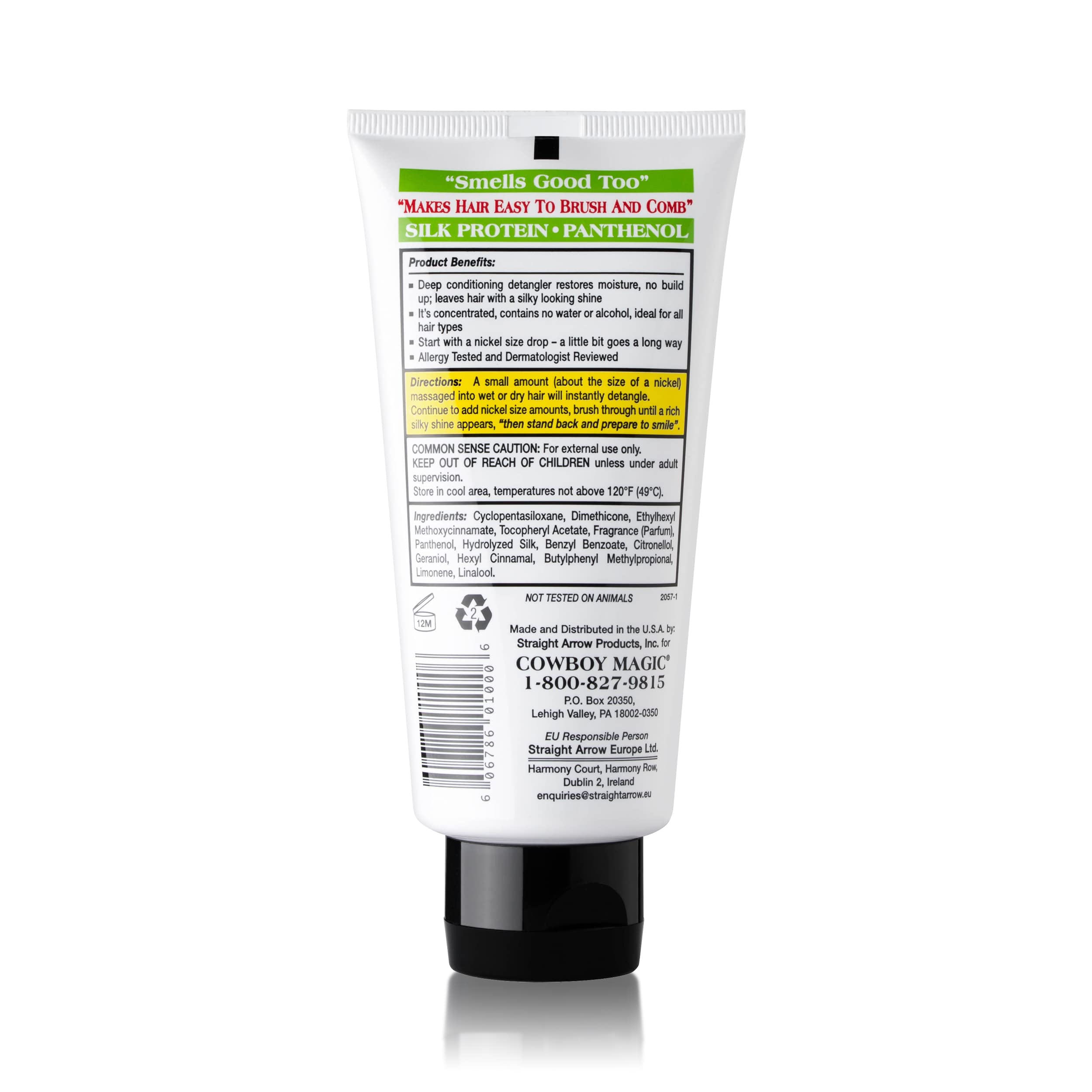Cowboy Magic Detangler & Shine close-up shows glossy tangle-free hair after brushing.