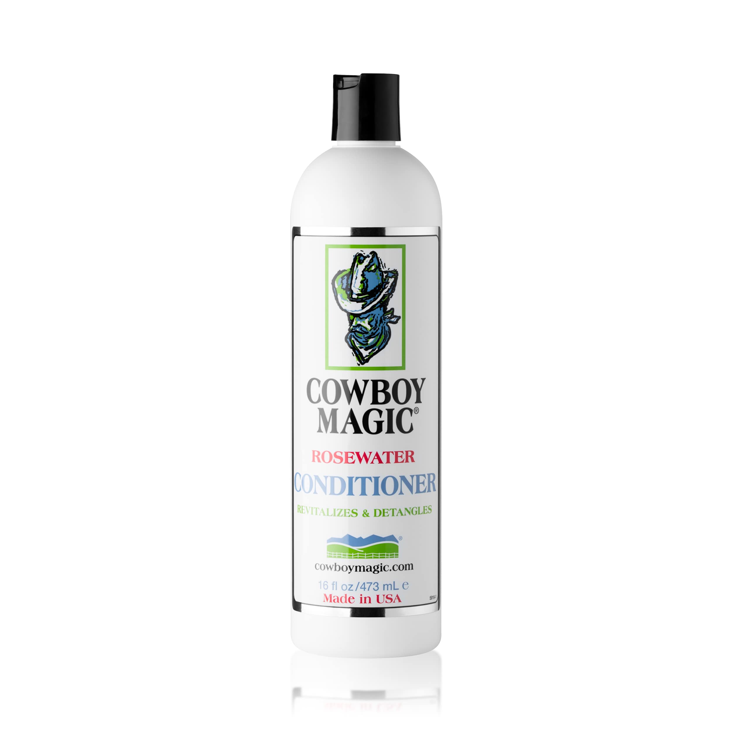 Cowboy Magic trio on shelf showing full product line for grooming.
