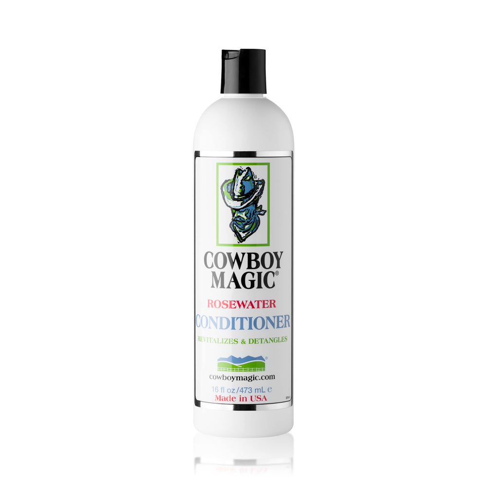Cowboy Magic trio on shelf showing full product line for grooming.