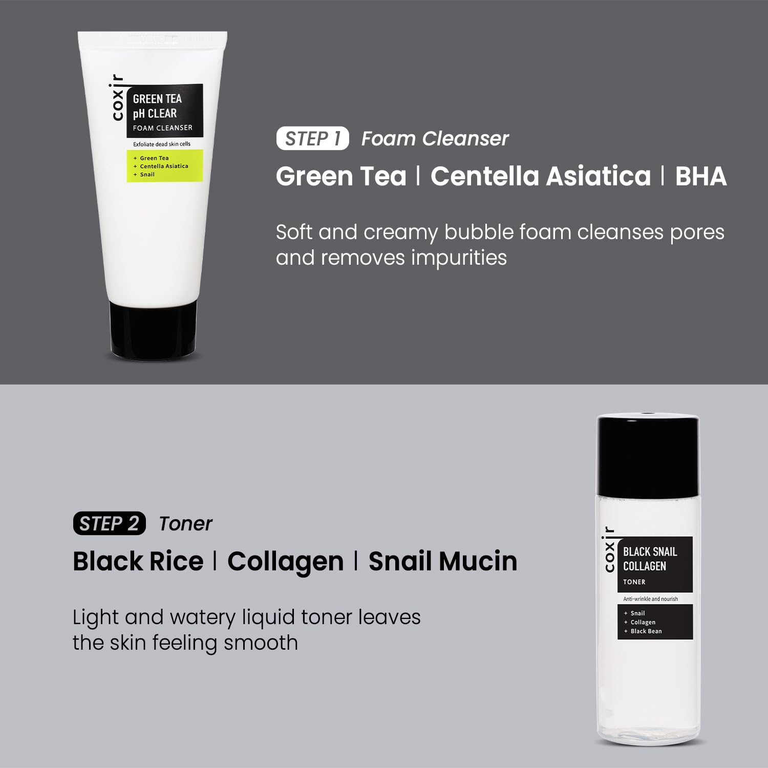 coxir hydrating texture closeup: lightweight cream delivering soft, comfortable skin.