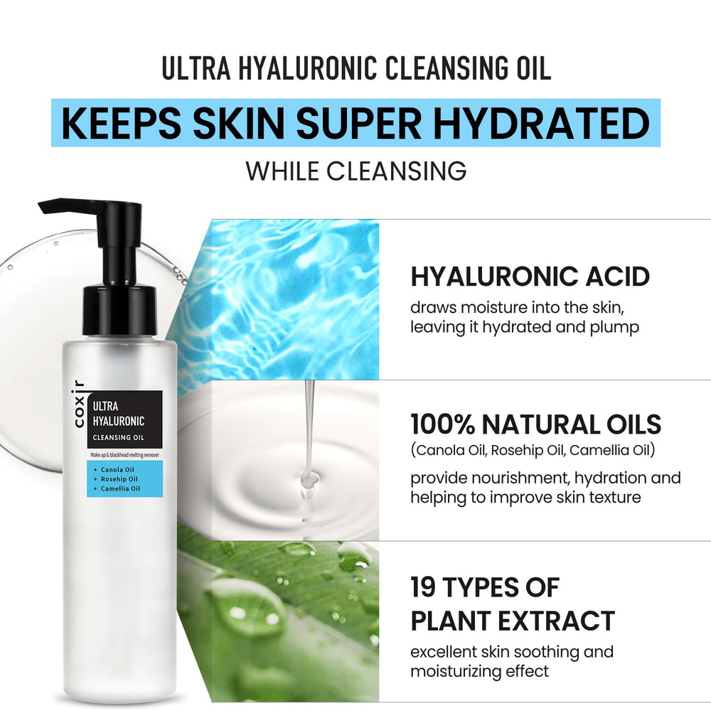 Coxir Ultra Hyaluronic Cleansing Oil fits into daily Korean double cleansing.