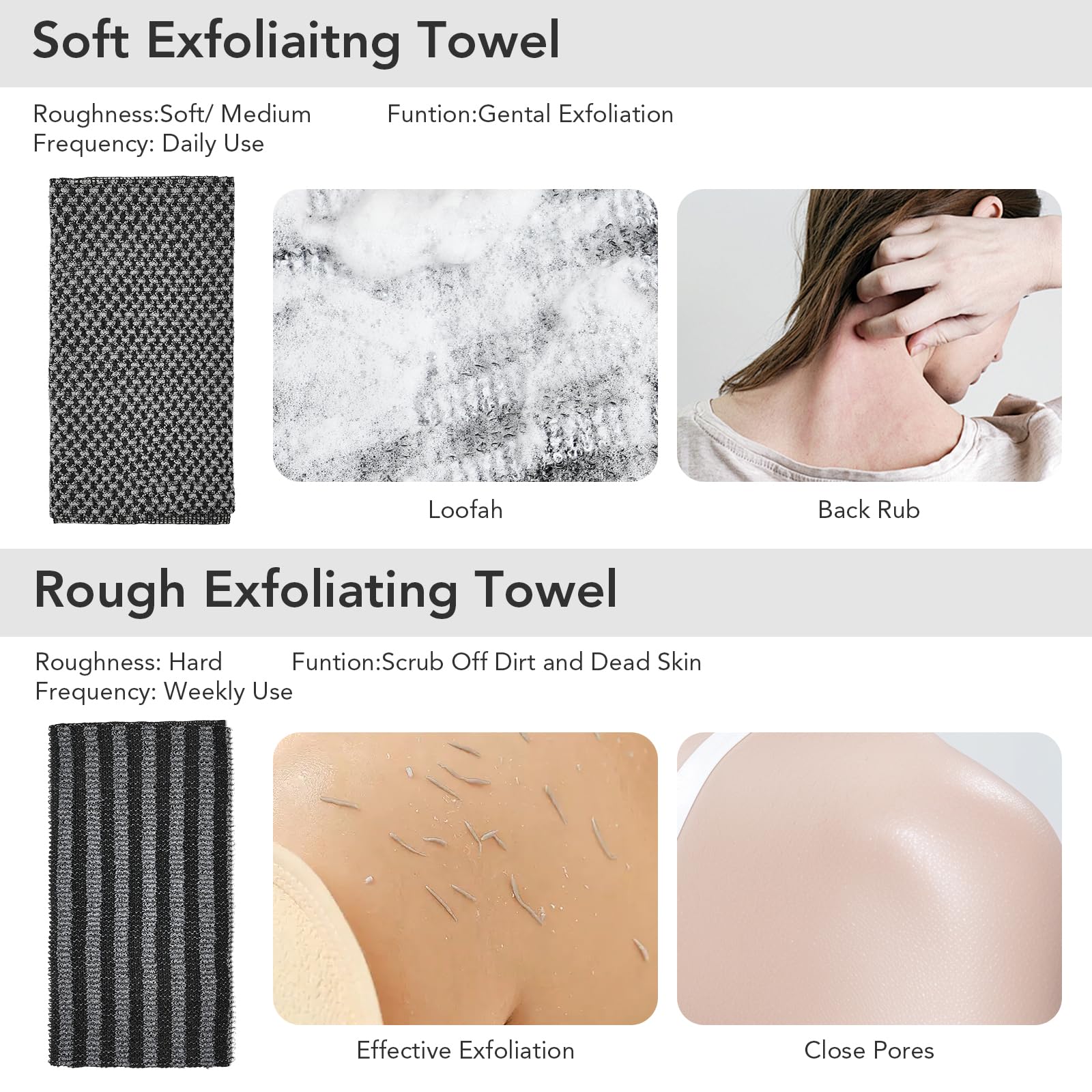 Coxotom Exfoliating Washcloth long design highlights full-body reach in showers