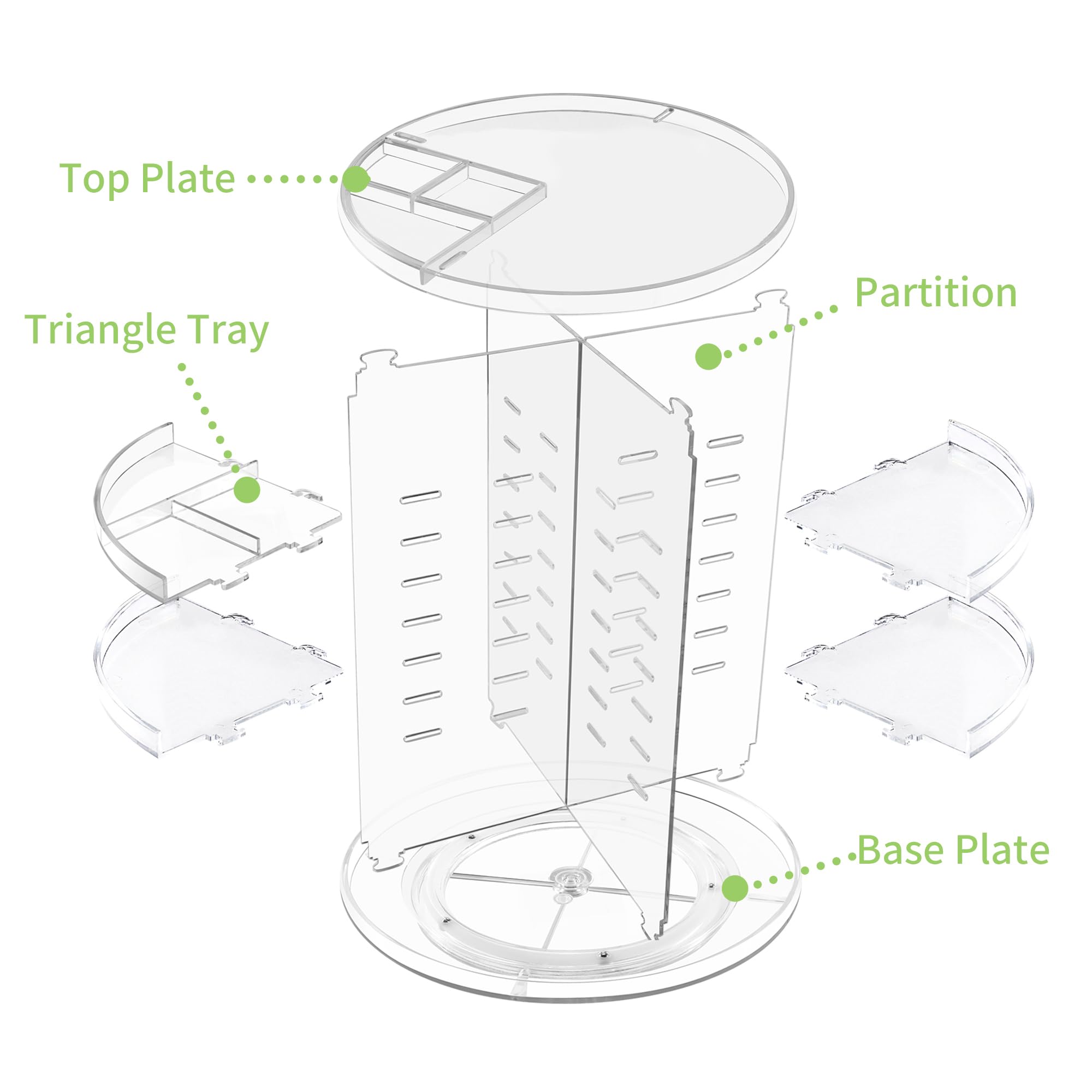 COYAHO makeup organizer diameter 9 inches provides stable round footprint for essentials.