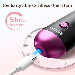 CoziBB rechargeable nail file provides up to 3 hours of wireless operation.