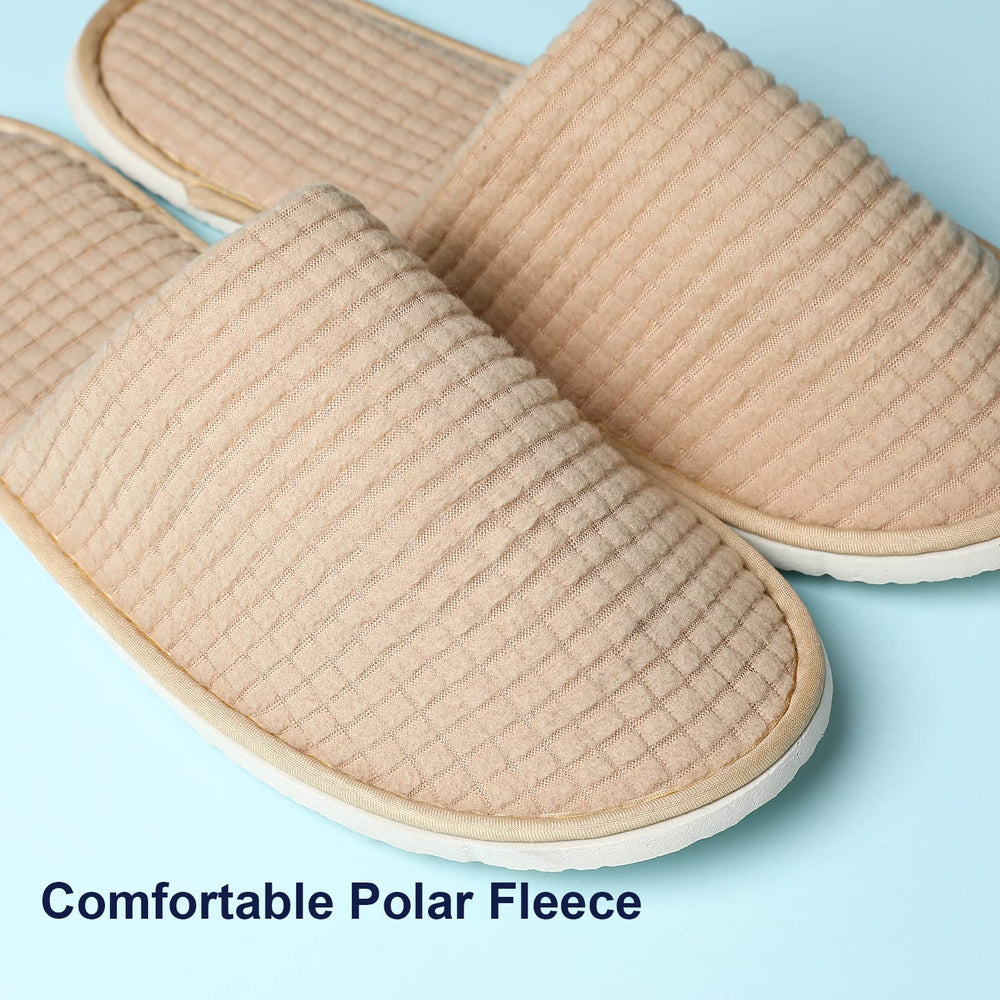 COZYAREA SPA slippers fleece upper closeup highlights soft warmth for guests.