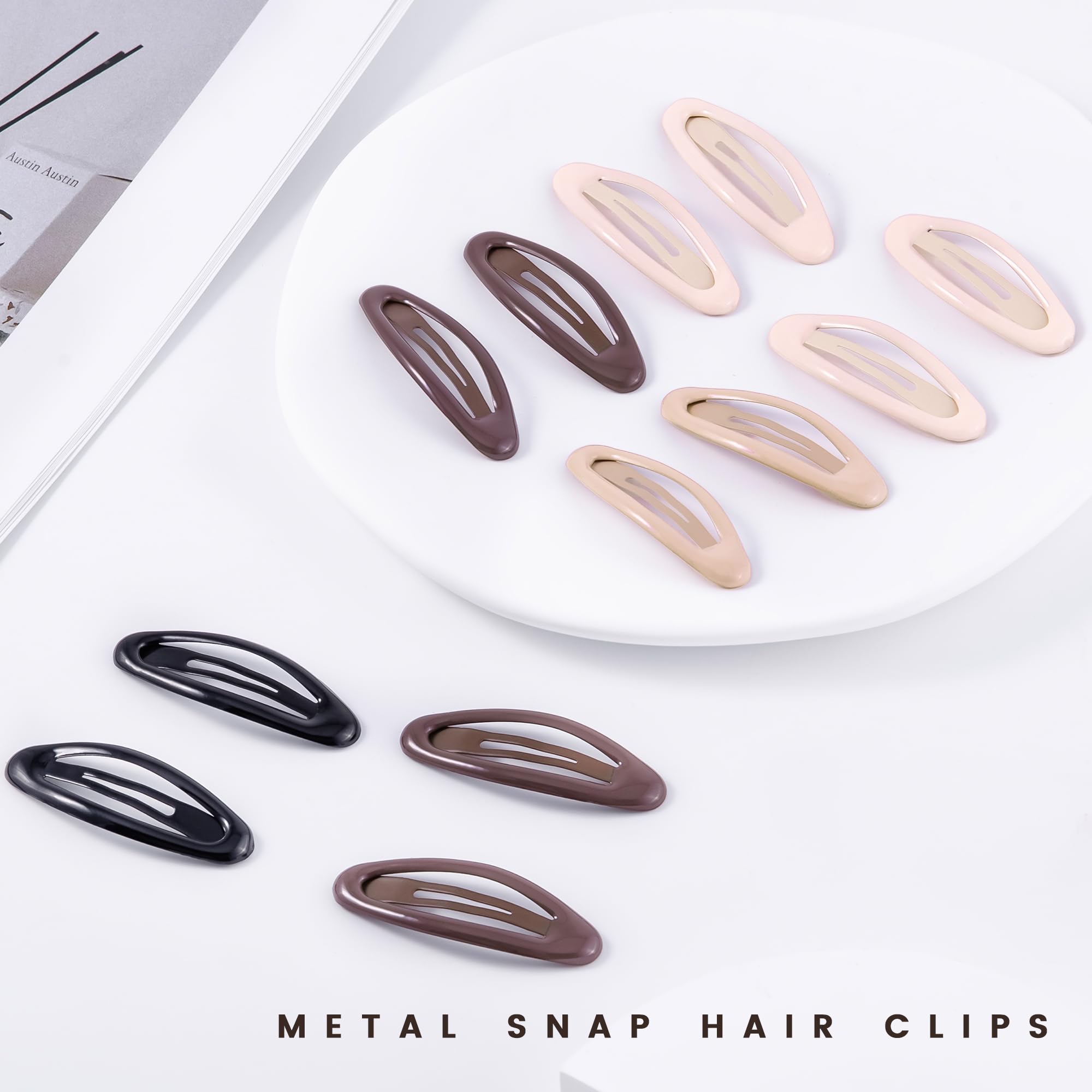 Cptots beige oval clip offers gentle hold for delicate flyaways.