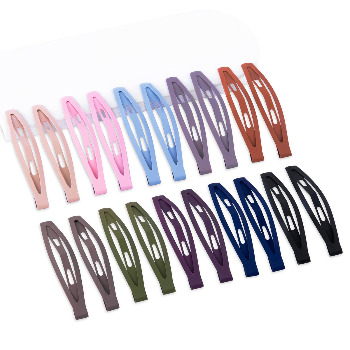 Cptots snap hair clips package with twenty pieces in assorted colors for versatile styling.