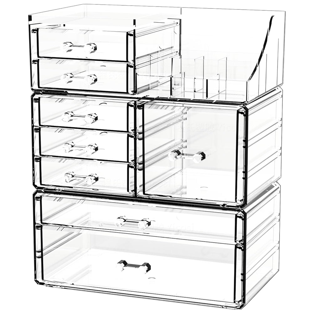 Cq Acrylic clear makeup organizer top view for easy-access cosmetics storage