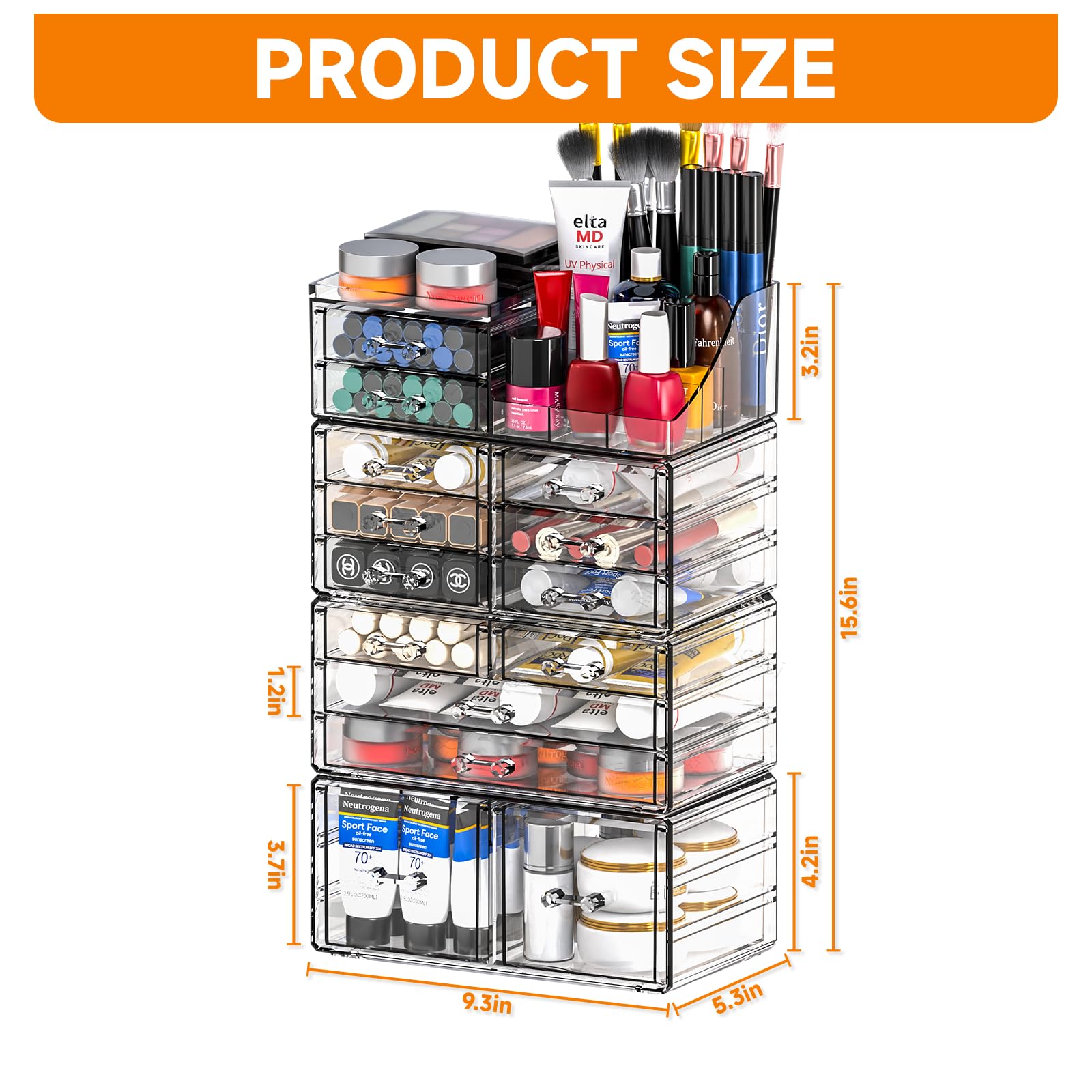 Cq acrylic four stand design highlights independent compartments for versatile desk organization