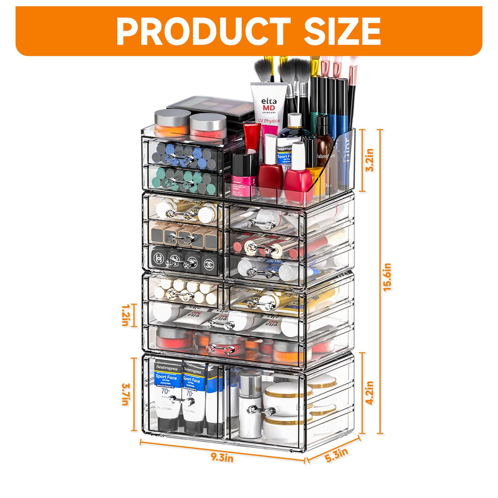 Cq acrylic four stand design highlights independent compartments for versatile desk organization