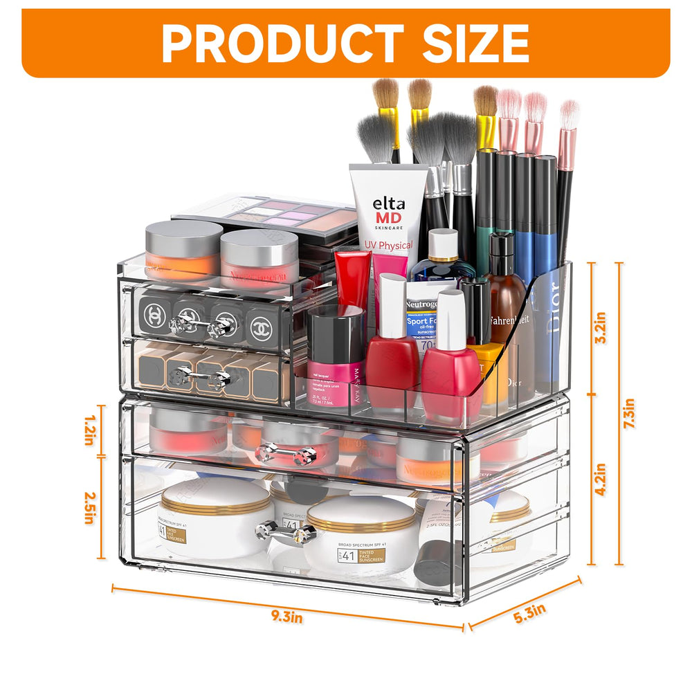 Cq acrylic makeup brush and lotion storage demonstrates organized space for daily routines.