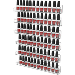 Cq acrylic six-pack wall mounted nail shelves for organized polish display