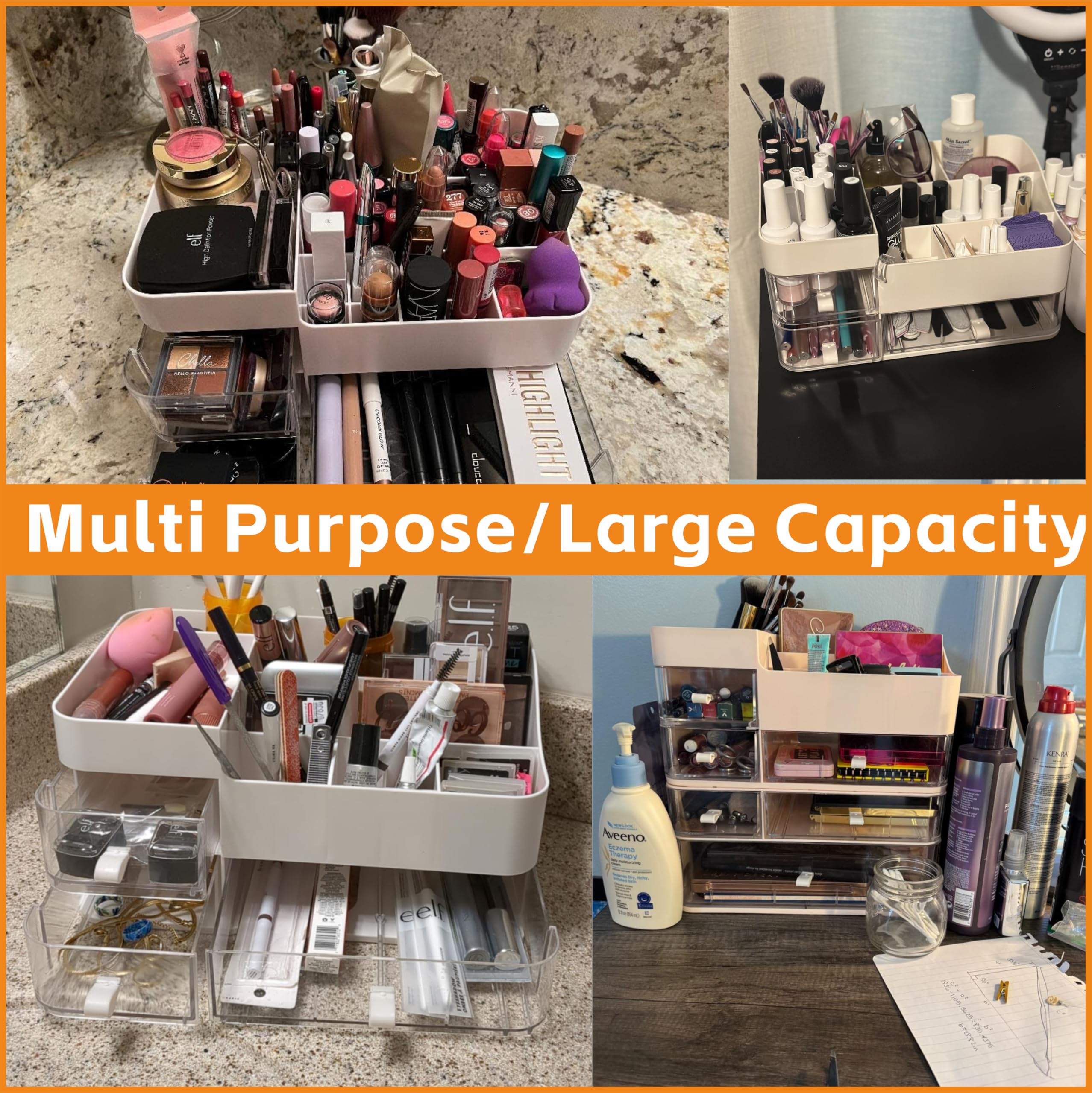 Cq Acrylic pink eyeshadow palettes compartments showcase roomy storage for palettes.
