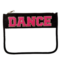 Cqoogrlx clear makeup letter bag front view shows travel-ready design.