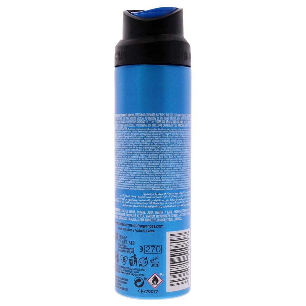 CR7 Play It Cool spray-action showcases a revitalizing aroma for casual outings and daily moments.